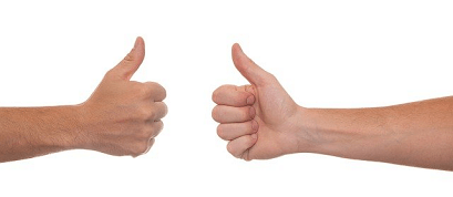 Thumbs up on a white background